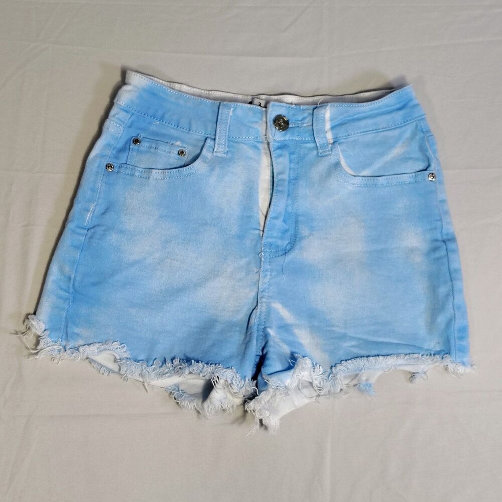 Blue Topic Denim Collection Blue White Jean Shorts Raw Hem Festival Beach Size S